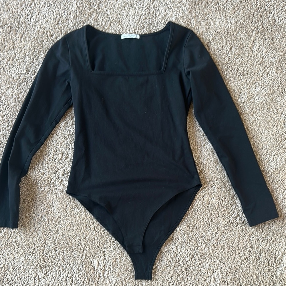 Mango Black Long Sleeve Bodysuit